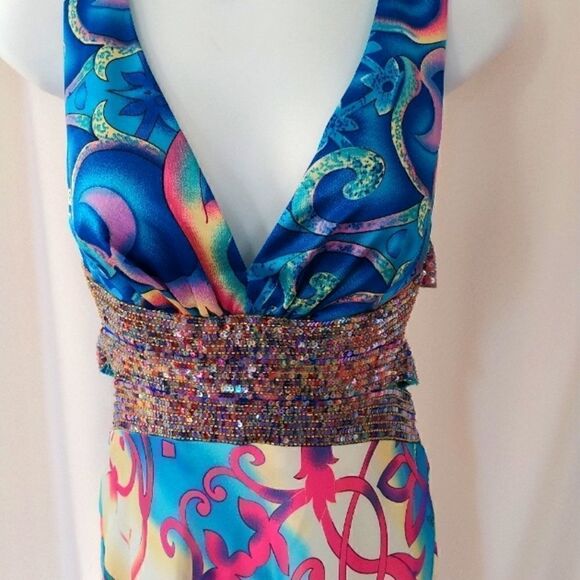 Dave & Johnny colorful sequined strappy long dress - Picture 2 of 10